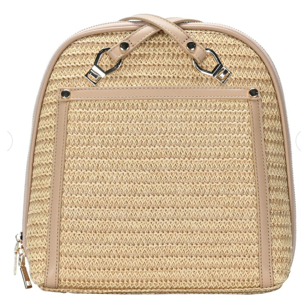 Miztique Daisy Convertible Backpack Purse Camel Straw Natural Color NEW